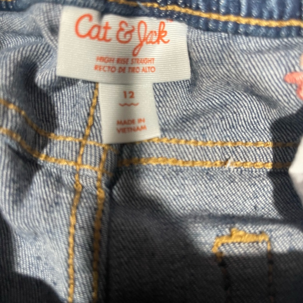 Cat & Jack Denim Jeans with Floral Embroidery - Picture 3 of 3